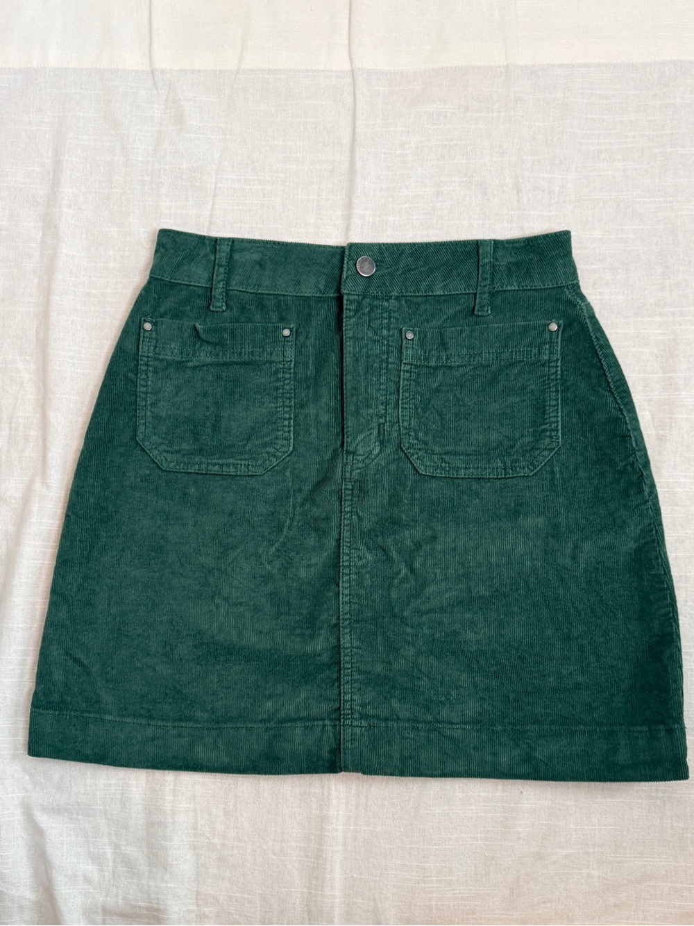 Boden Green Corduroy Patch Pocket A-Line Mini Skirt US 4R UK 8R Style R0160 EUC